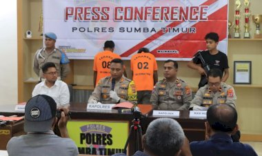 Konferensi-Pers-Kasus-Pencurian-Polres-Sumba-Timur:-2-Tersangka-Ditangkap,-4-Buron