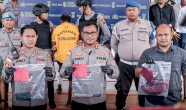 Tersangka-Kasus-Pembunuhan-Seorang-Pedagang-Semangka-ditangkap,-Kapolresta-Kupang-Kota-Lakukan-Konfrensi-Pers