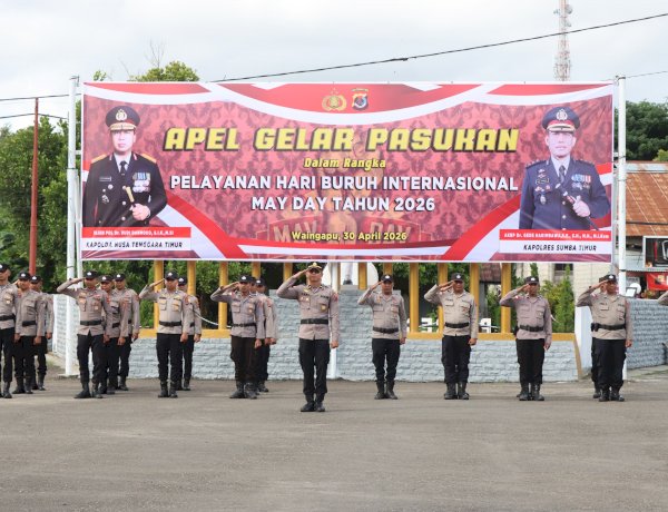 Polres Sumba Timur Gelar Apel Pelayanan May Day 2026, Tekankan Kesiapsiagaan dan Pendekatan Humanis