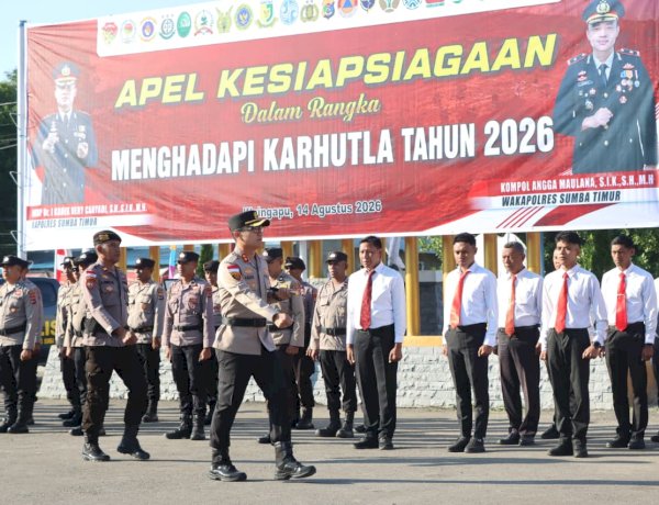 Kapolres Sumba Timur Pimpin Apel Kesiapsiagaan Karhutla Tahun 2026