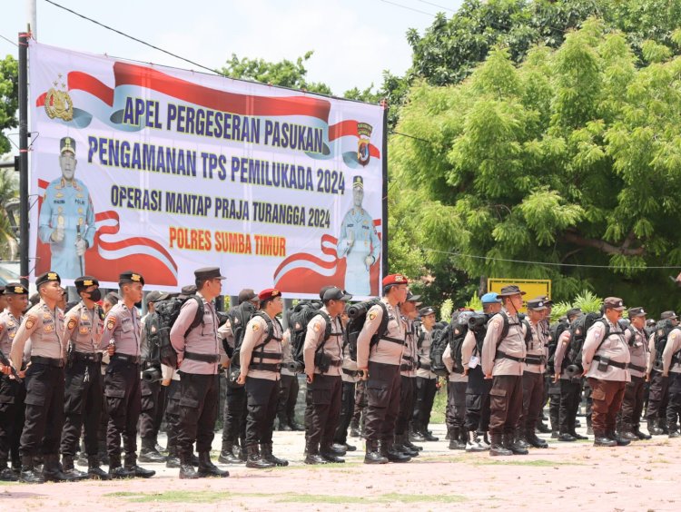 Polres Sumba Timur Gelar Apel Pergeseran Pasukan Pengamanan TPS Pemilukada 2024