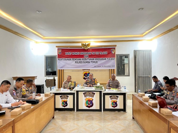Polres Sumba Timur Gelar Rapat Monev Anggaran dan Penyusunan Rencana Kebutuhan Anggaran TA 2027
