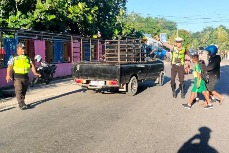 Satlantas Polres Sumba Timur Laksanakan Gatur Pagi, Wujudkan Kamseltibcarlantas di Waingapu