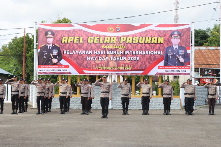 Polres Sumba Timur Gelar Apel Pelayanan May Day 2026, Tekankan Kesiapsiagaan dan Pendekatan Humanis