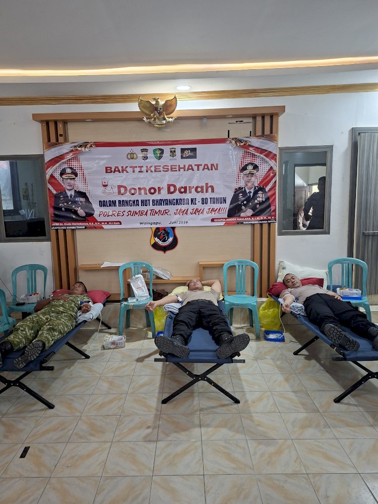 Polres Sumba Timur Gelar Donor Darah Sambut Hari Bhayangkara ke-80