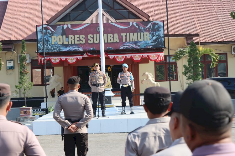 Polres Sumba Timur Gelar Apel Siaga, Kapolres Tekankan Deteksi Dini dan Sinergi Jaga Kamtibmas